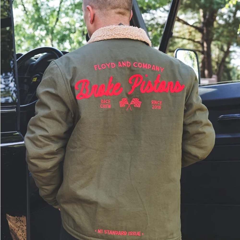 Floyd & Co Broke Pistons N1 Deck Jacket (Olive Green) XL NWOT